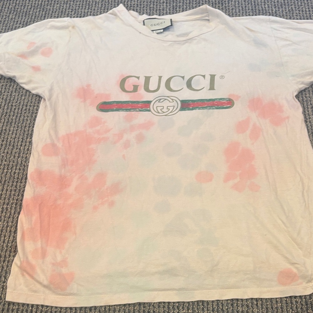 Gucci T-Shirt - White and Pink Tie-Dye